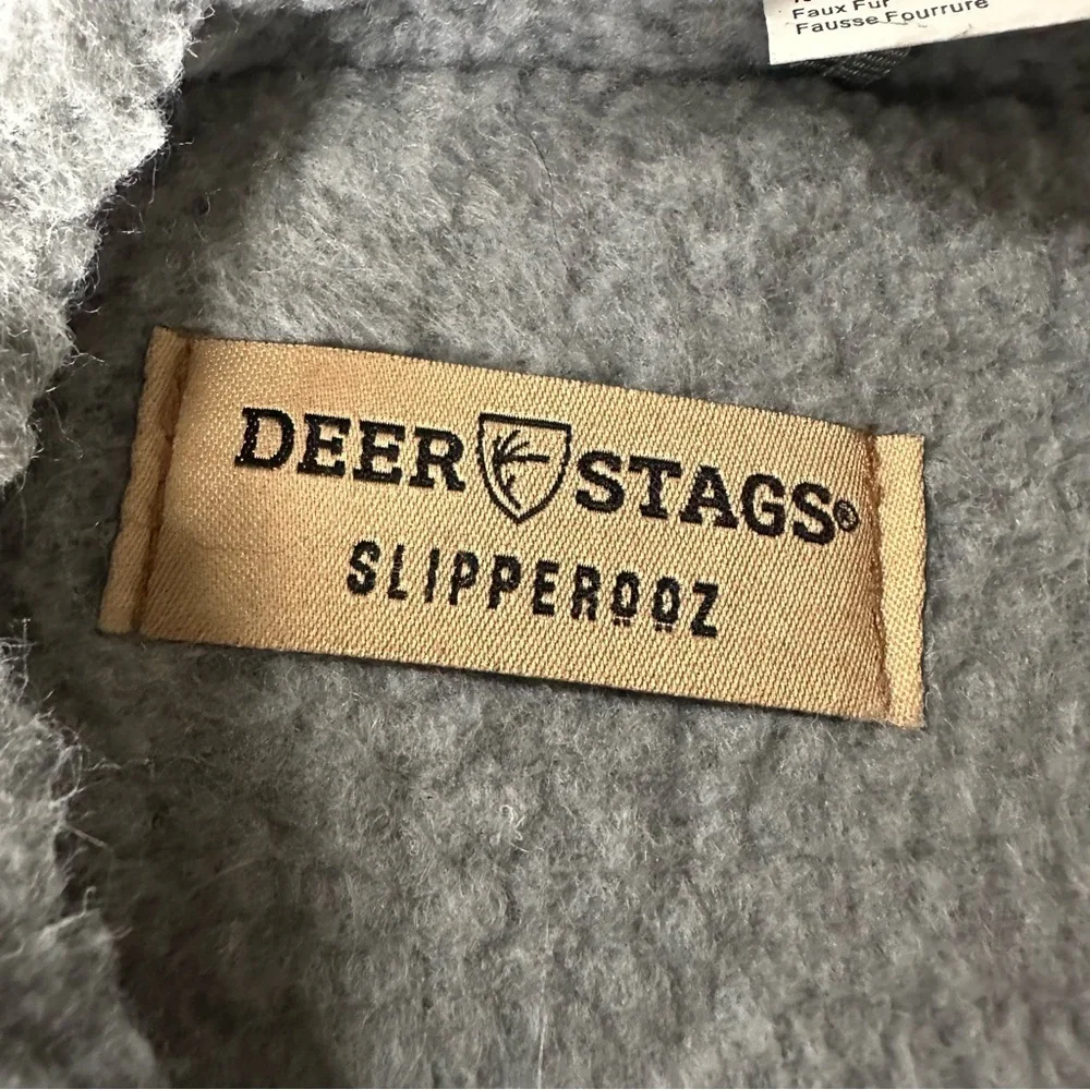 Deer Stags Men’s Nordic Faux Fur Flannel Slipper Indoor/Outdoor Sole Gray Sz 15